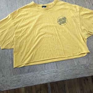 Mustard yellow Santa Cruz logo cut off crop top Mid Tshirt 2x